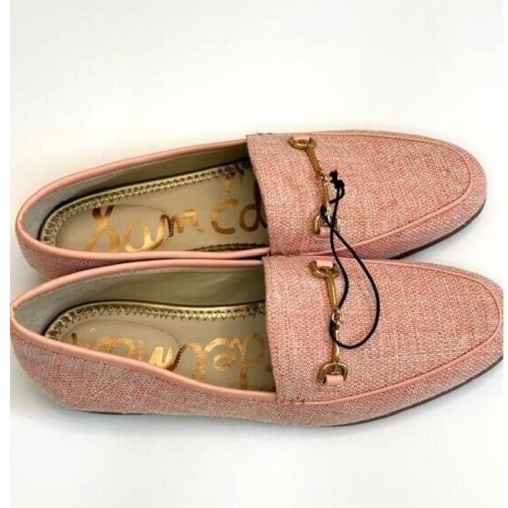 Sam Edelman Loraine Bit Loafers Women 7M Pink Tweed New Bit Detail Flats